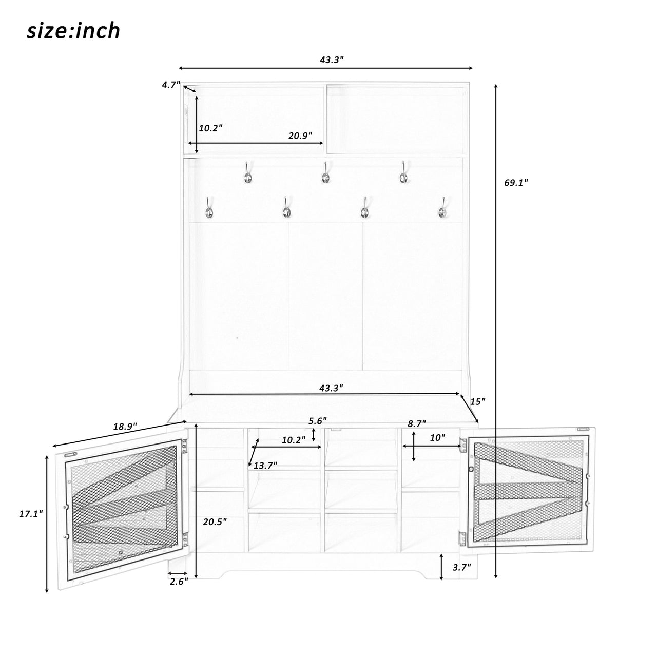 TRIBLEX 43" Entryway Bench