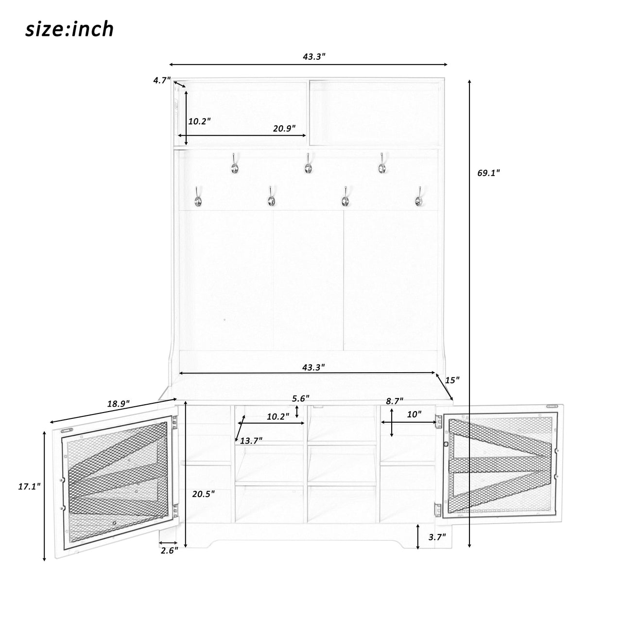 TRIBLEX 43" Entryway Bench