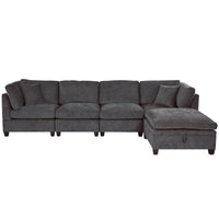 Thumbnail for U-style Upholstered Modular Sofa with Removable Storage Ottoman, 2 hidden cup holders, Sectional sofa for Living Room Apartment(5-Seater) (OLD SKU:WY000371AAE)