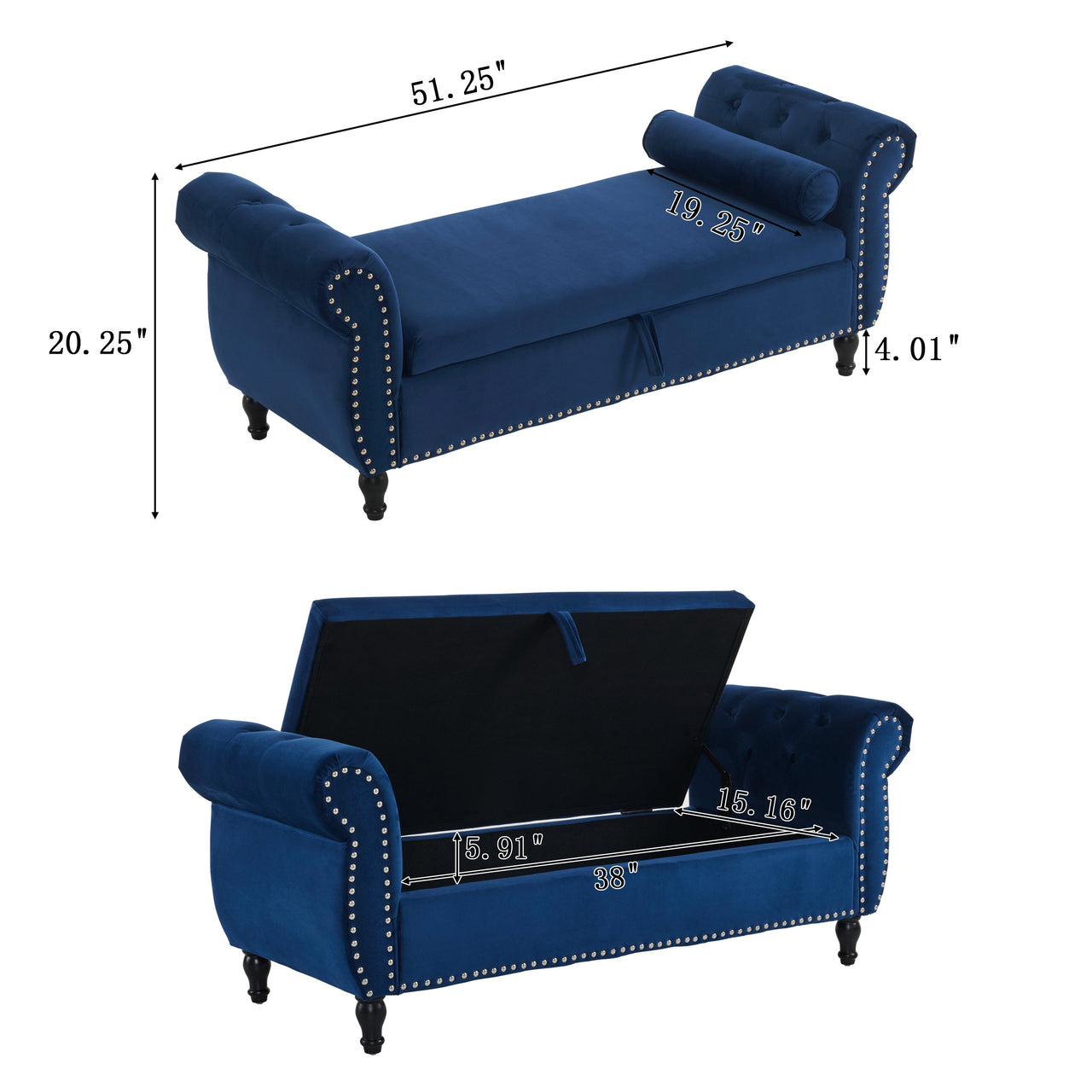 SOLENNE 51" Storage Ottoman