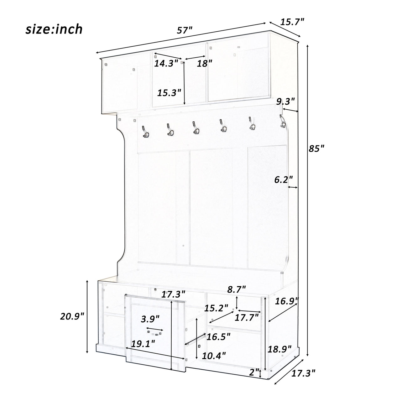 TRIBLEX 57" Entryway Bench