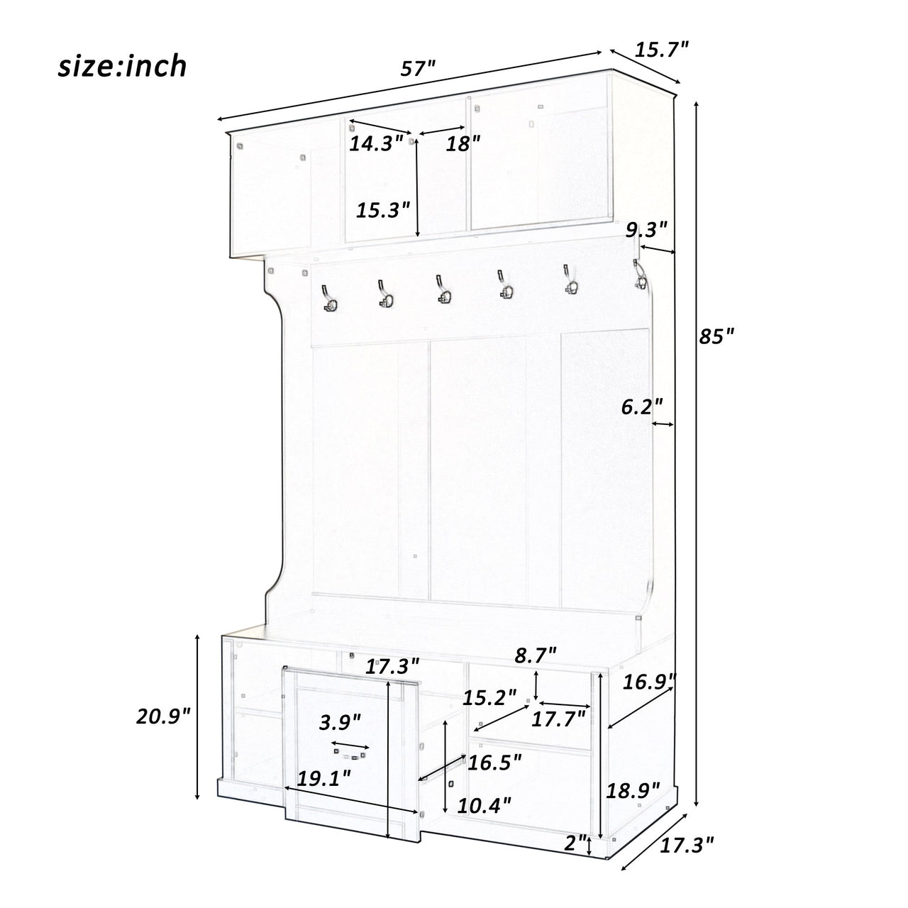 TRIBLEX 57" Entryway Bench