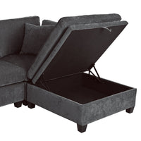Thumbnail for U-style Upholstered Modular Sofa with Removable Storage Ottoman, 2 hidden cup holders, Sectional sofa for Living Room Apartment(5-Seater) (OLD SKU:WY000371AAE)