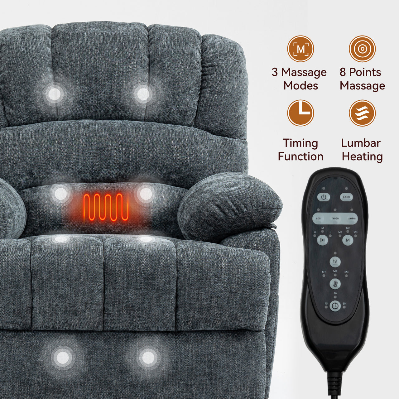 COZYLift 40" Recliner with Heat Massage - 7163 XL
