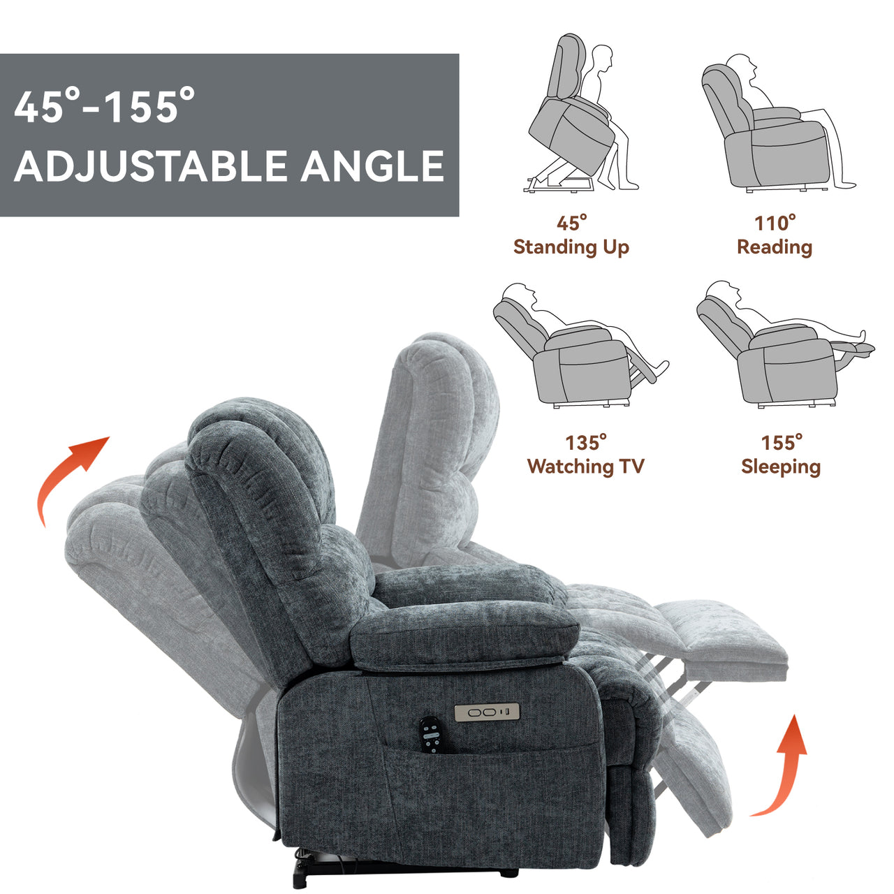 COZYLift 40" Recliner with Heat Massage - 7163 XL