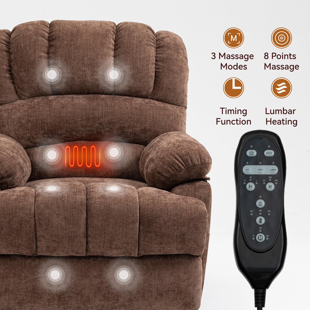 COZYLift 40" Recliner with Heat Massage - 7163 XL