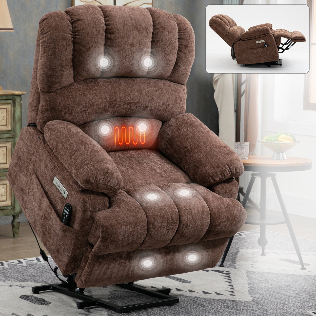 COZYLift 40" Recliner with Heat Massage - 7163 XL