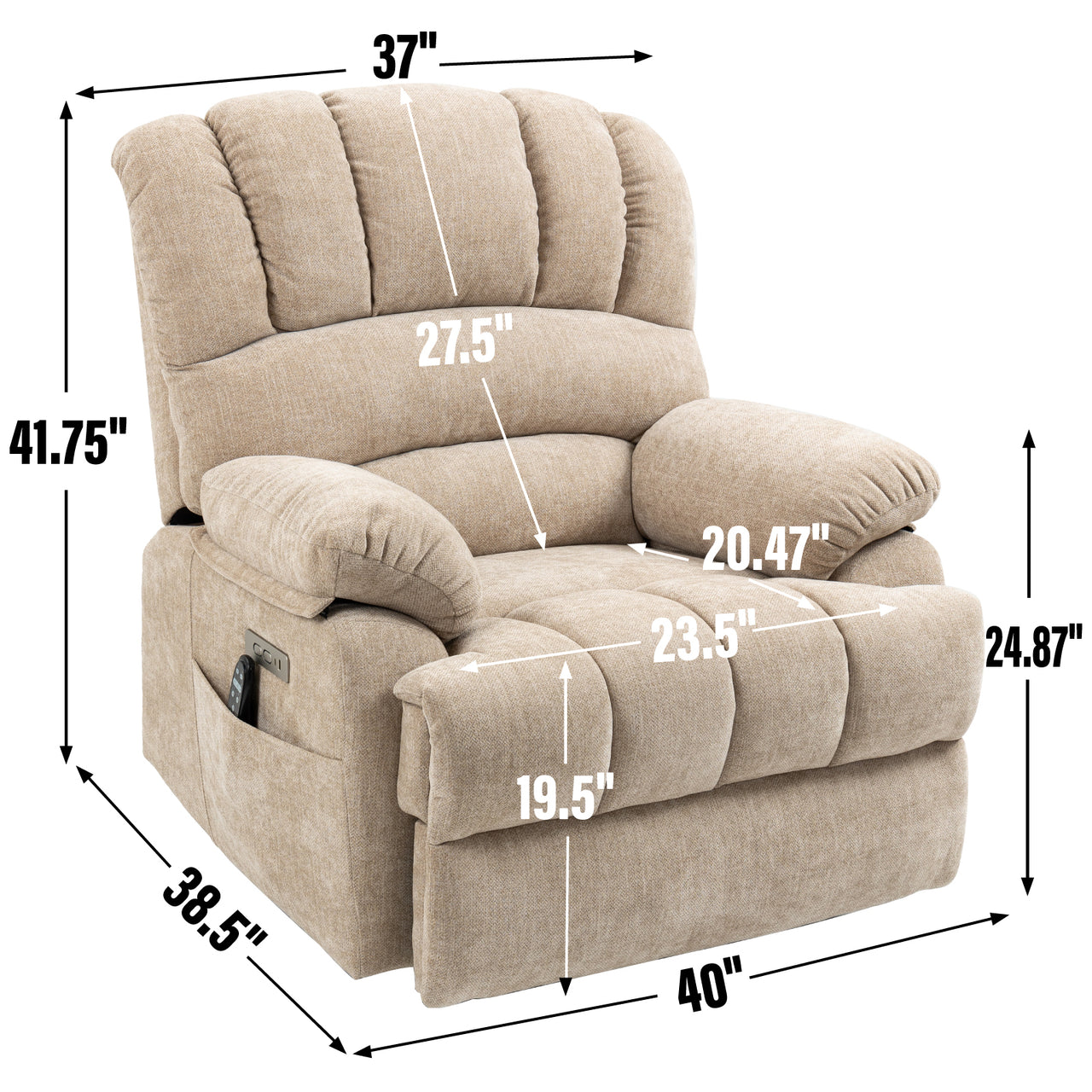 COZYLift 40" Recliner with Heat Massage - 7163 XL
