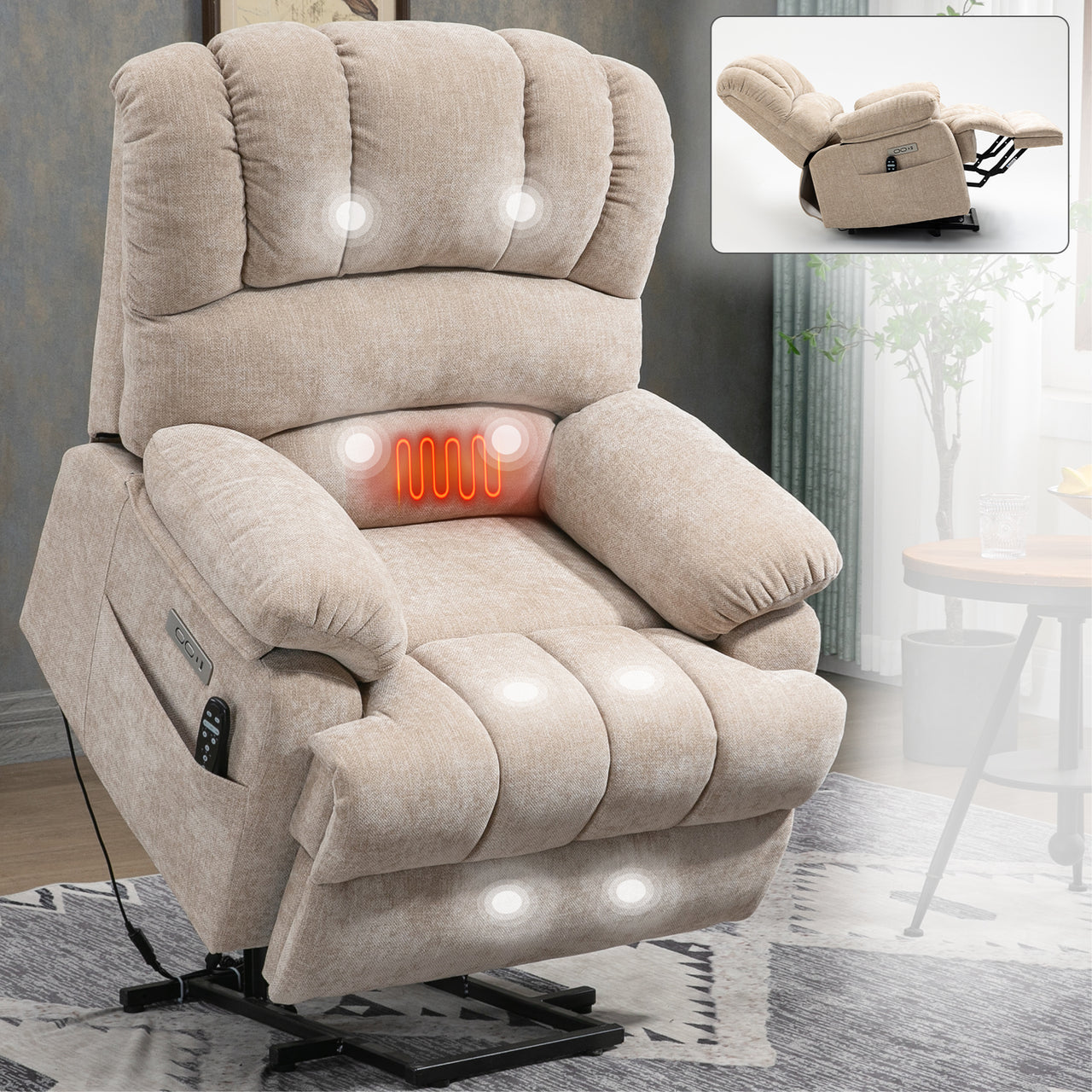 COZYLift 40" Recliner with Heat Massage - 7163 XL