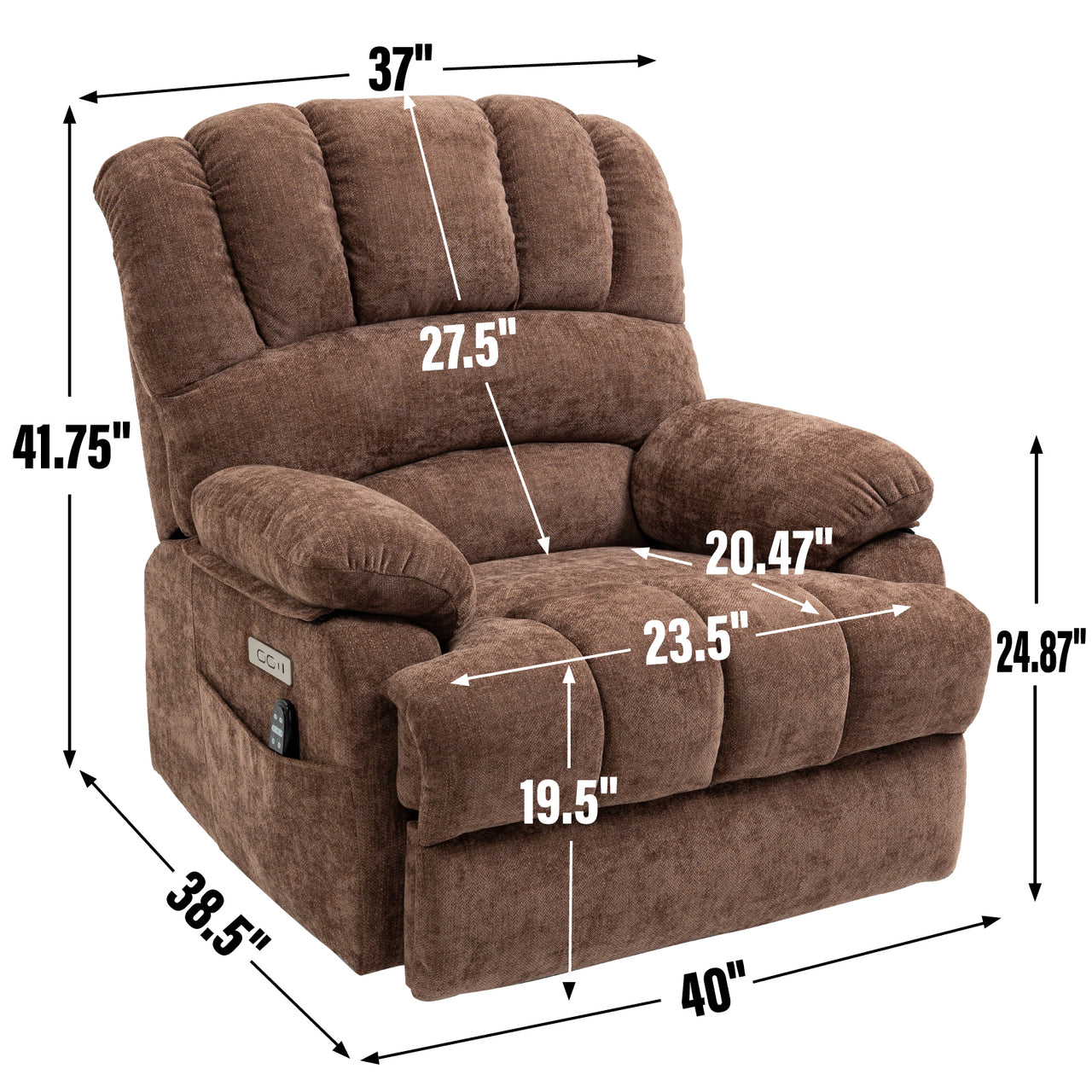 COZYLift 40" Recliner with Heat Massage - 7163 XL