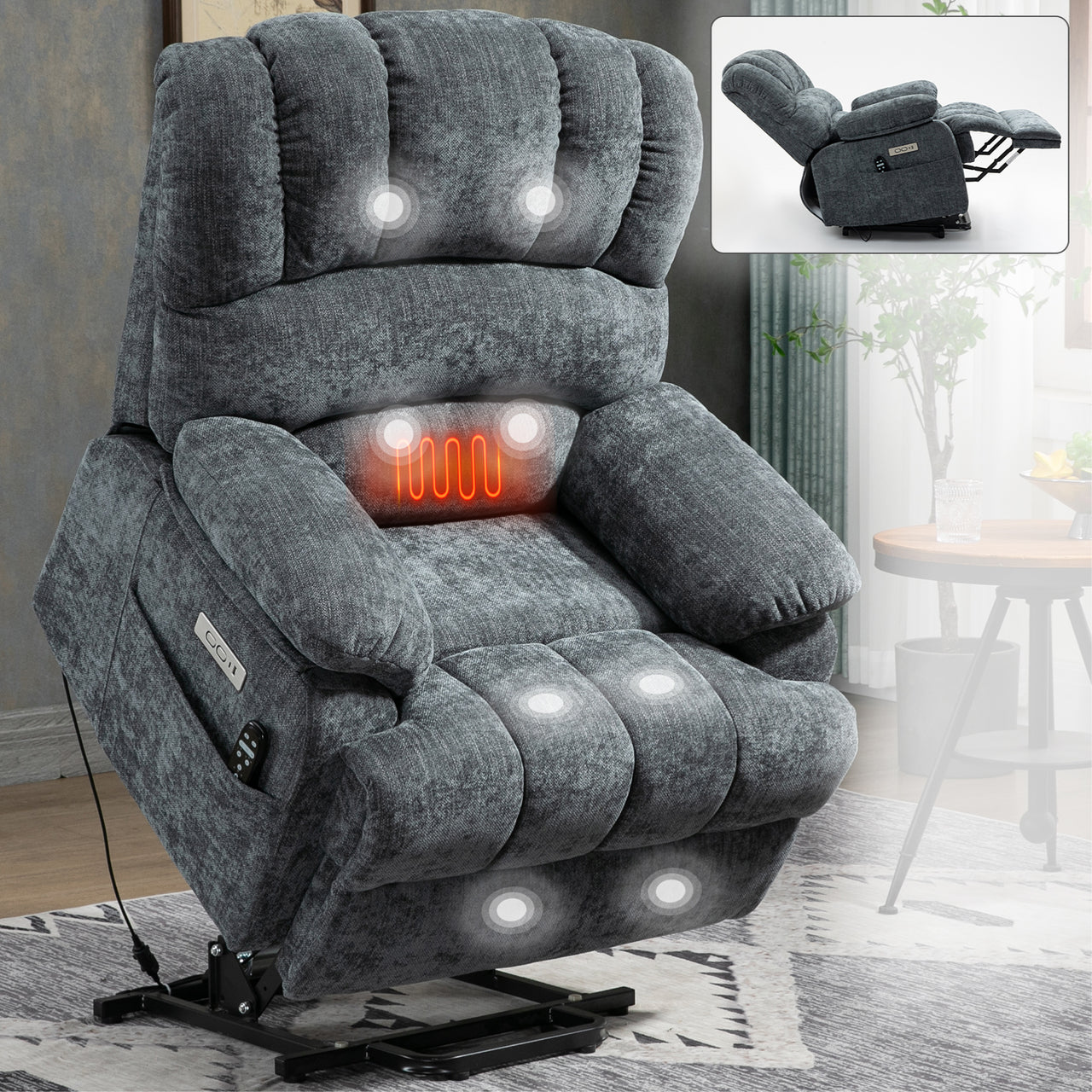 COZYLift 40" Recliner with Heat Massage - 7163 XL