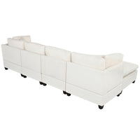 Thumbnail for U-style Upholstered Modular Sofa with Removable Storage Ottoman, 2 hidden cup holders, Sectional sofa for Living Room Apartment(5-Seater) (OLD SKU:WY000371AAA)