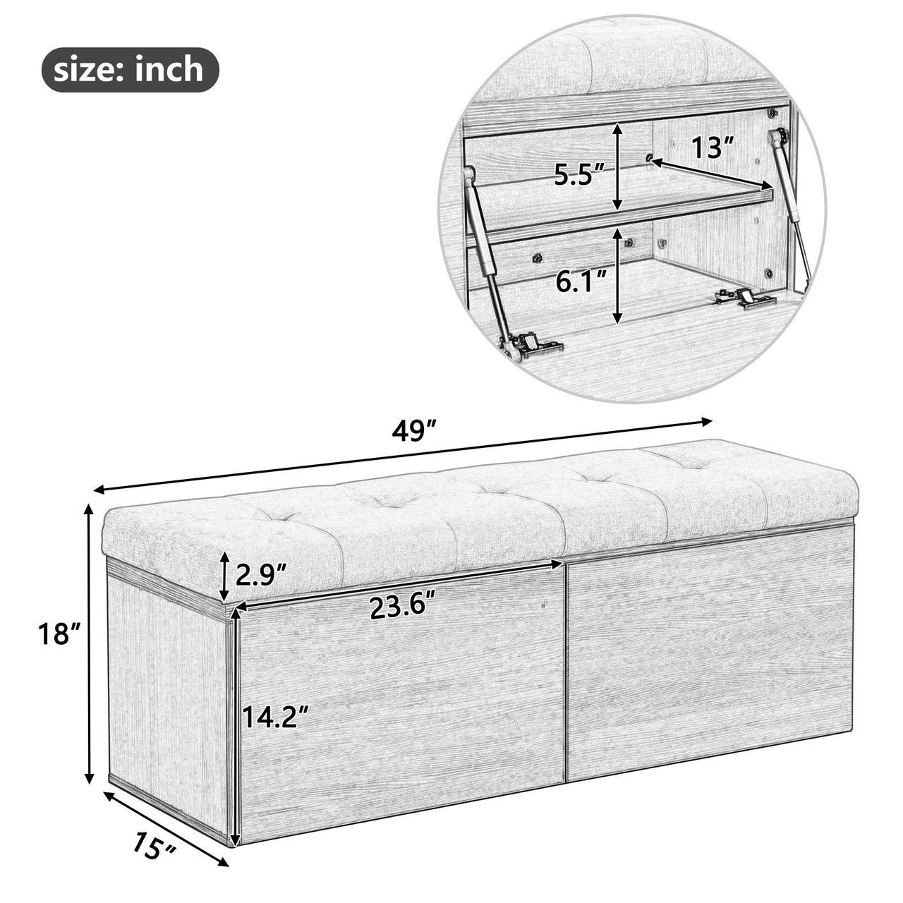 PEREGRINE 49" Shoe Storage Bench