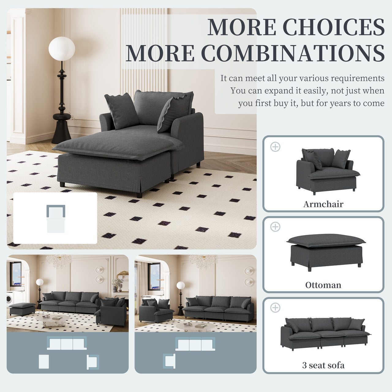 SYNOVI 37" Chair with Ottoman