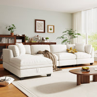 Thumbnail for U-style Upholstered Modular Sofa with Removable Storage Ottoman, 2 hidden cup holders, Sectional sofa for Living Room Apartment(5-Seater) (OLD SKU:WY000371AAA)