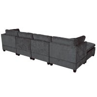 Thumbnail for U-style Upholstered Modular Sofa with Removable Storage Ottoman, 2 hidden cup holders, Sectional sofa for Living Room Apartment(5-Seater) (OLD SKU:WY000371AAE)