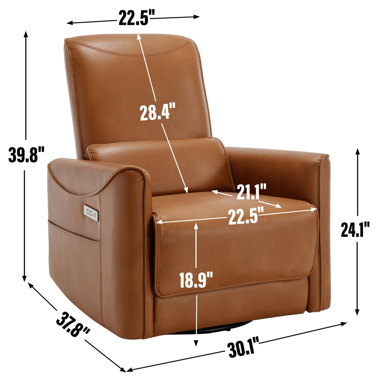 PLENVORA 30" Swivel Rocking Recliner Chair