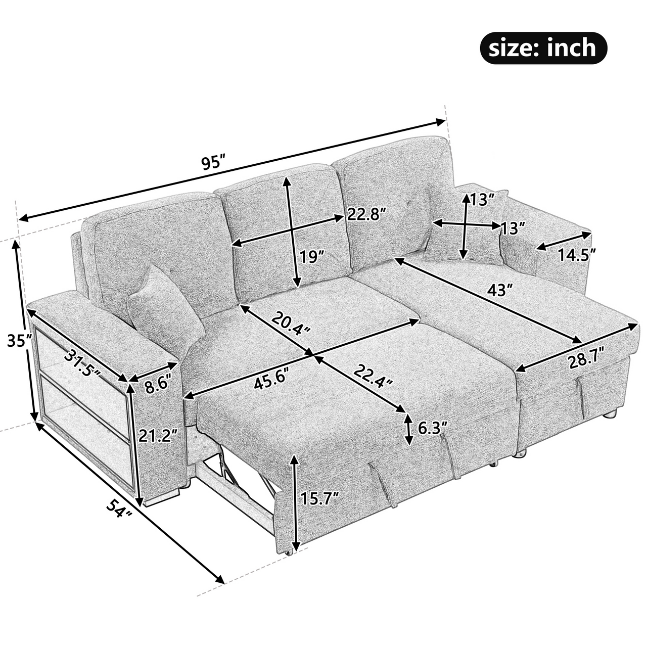 PYLORA 95" Sectional Sofa