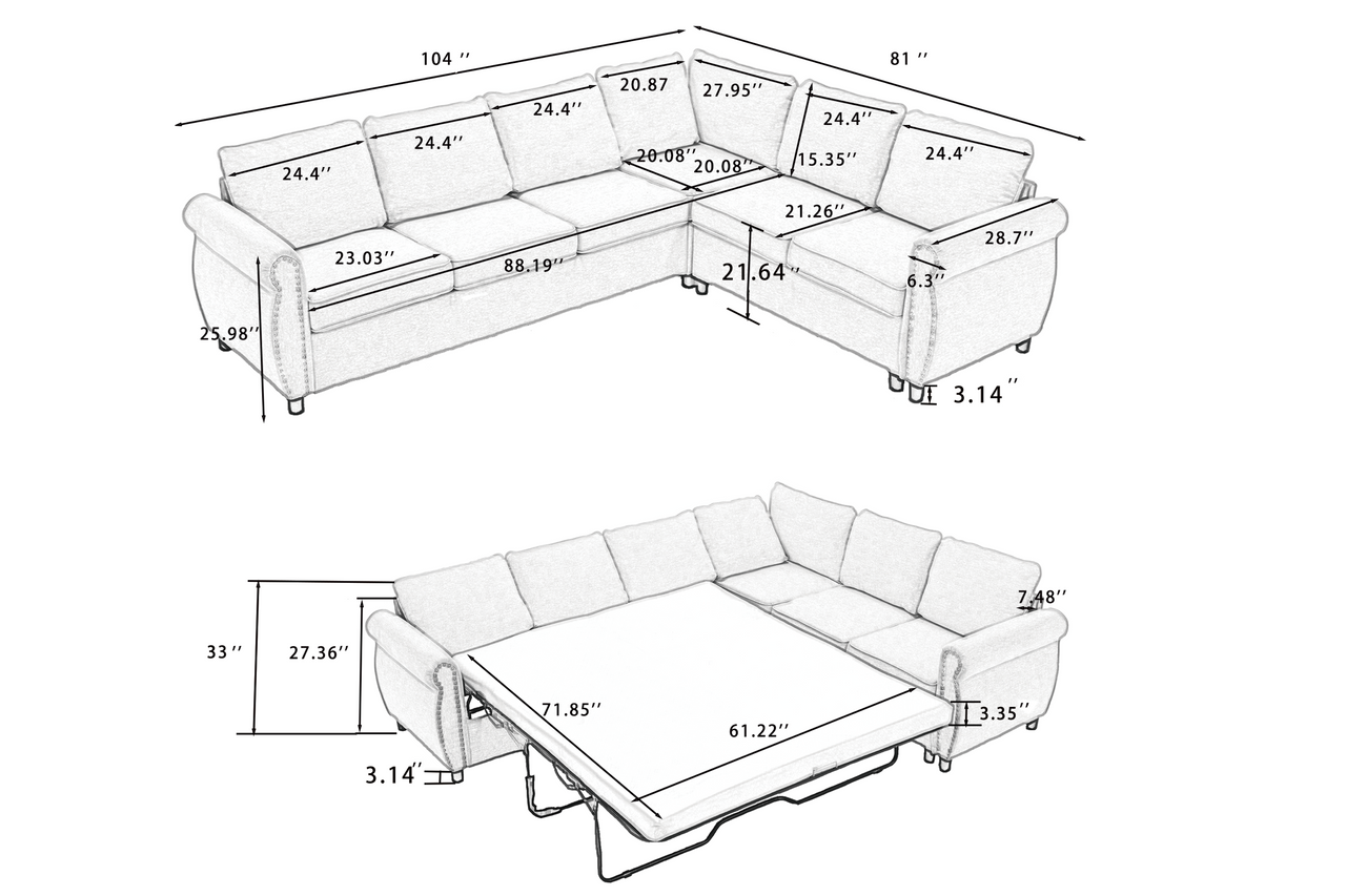TREVIXA 104" Sectional Sofa
