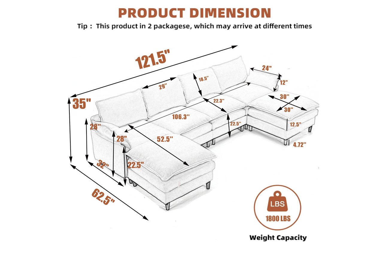 QUORVEX 121" Sectional Sofa