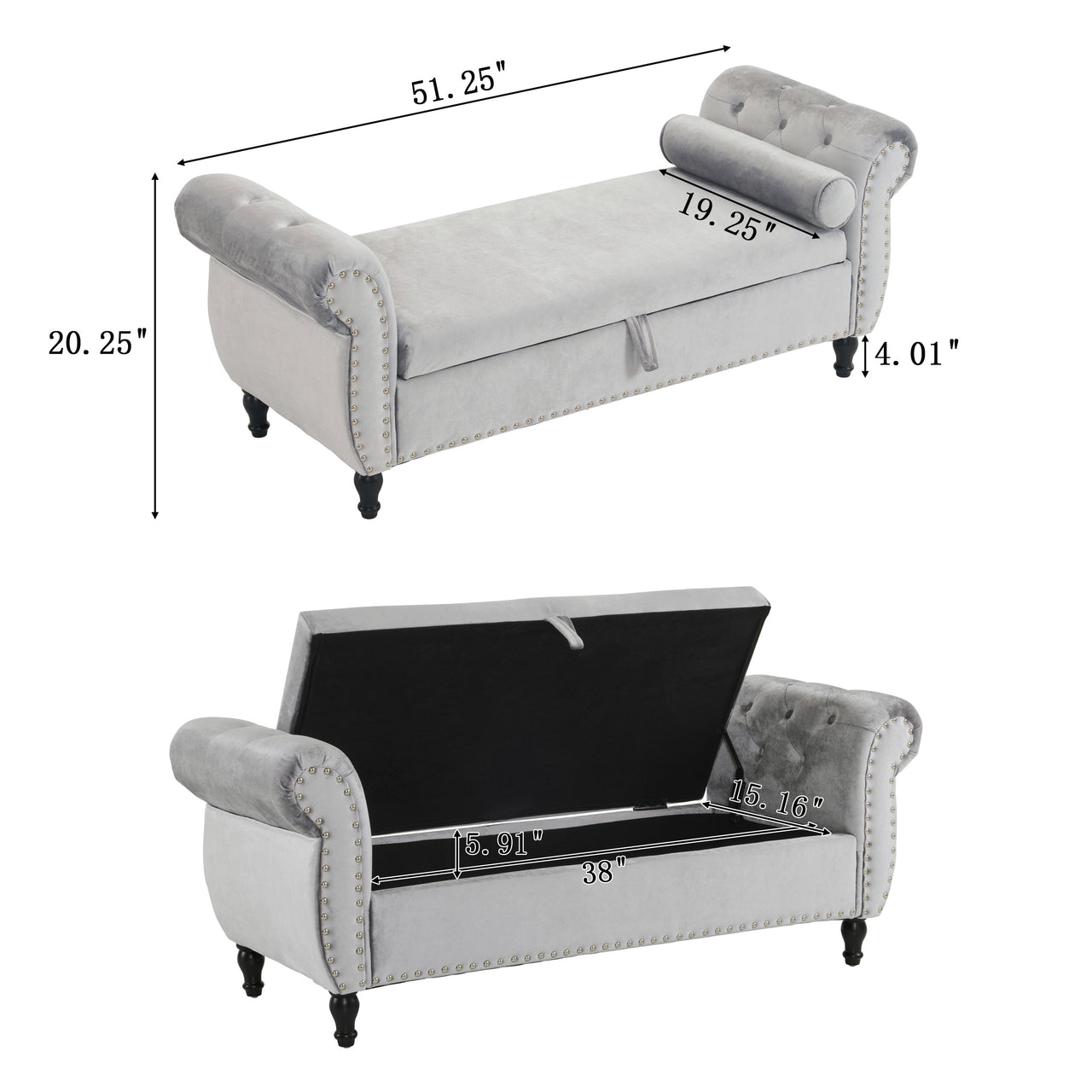 SOLENNE 51" Storage Ottoman