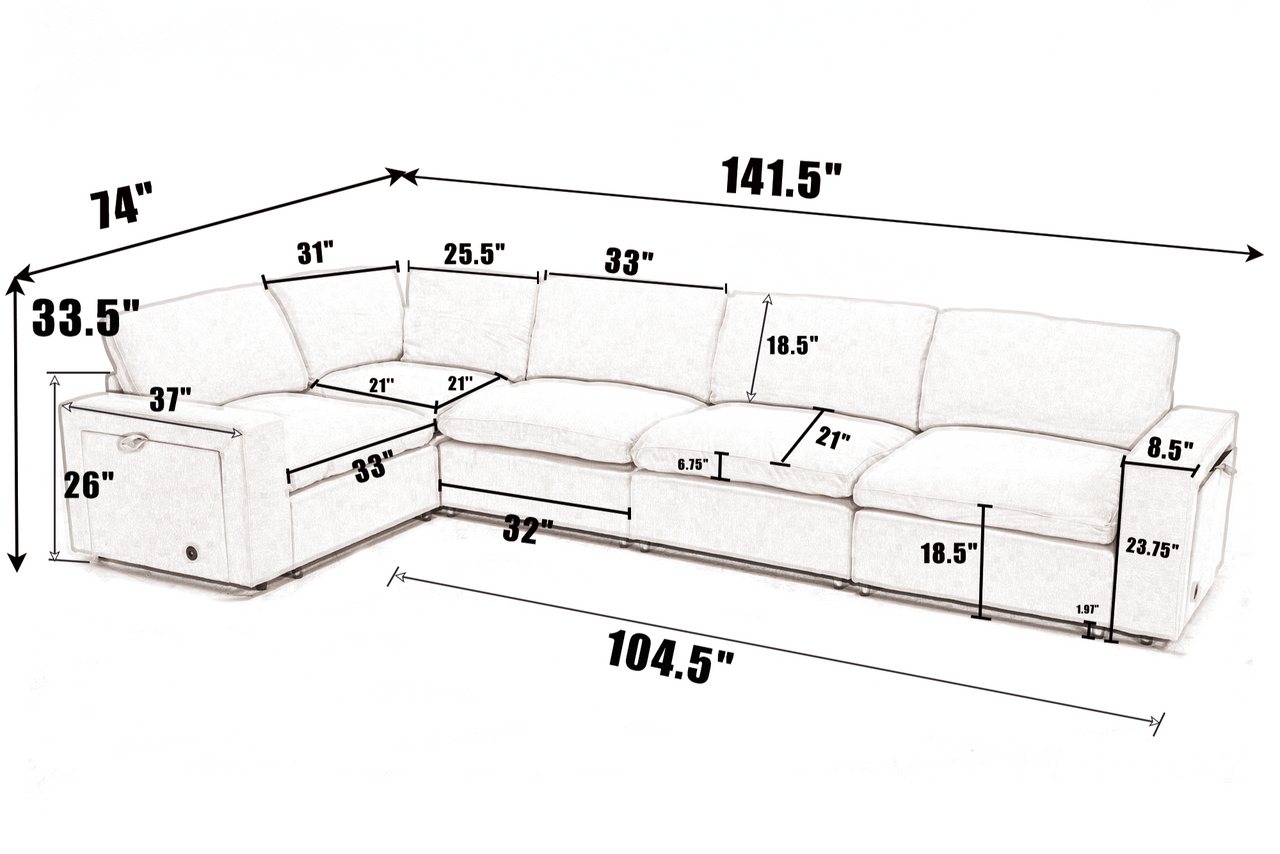 TOVRIX 141" Sectional Sofa