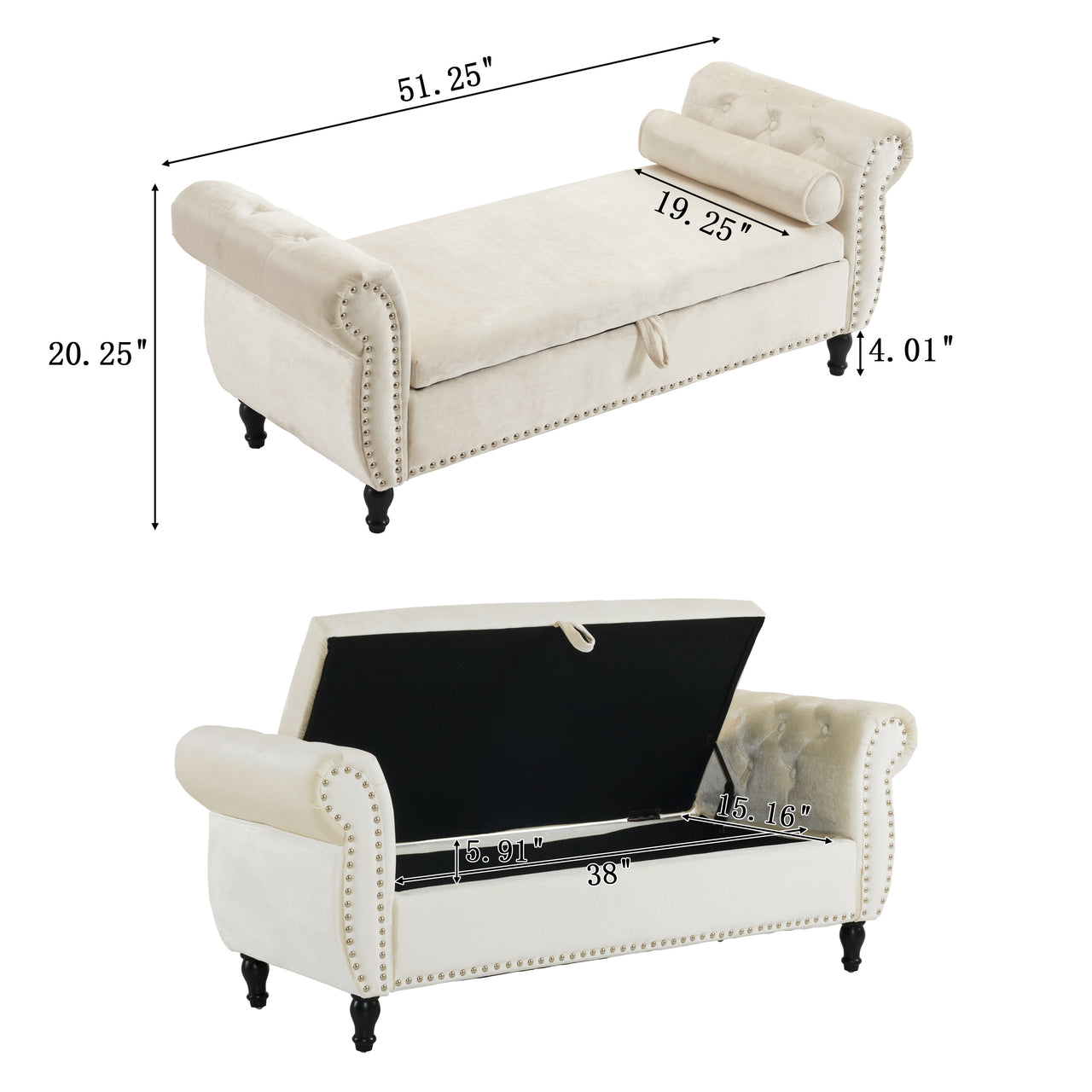 SOLENNE 51" Storage Ottoman