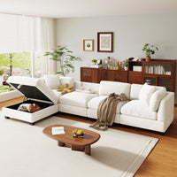 Thumbnail for U-style Upholstered Modular Sofa with Removable Storage Ottoman, 2 hidden cup holders, Sectional sofa for Living Room Apartment(5-Seater) (OLD SKU:WY000371AAA)