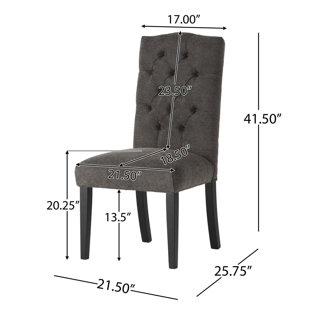 QINTEX 21" Dining Chair Set Of 2