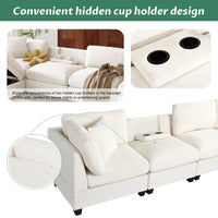 Thumbnail for U-style Upholstered Modular Sofa with Removable Storage Ottoman, 2 hidden cup holders, Sectional sofa for Living Room Apartment(5-Seater) (OLD SKU:WY000371AAA)