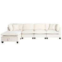 Thumbnail for U-style Upholstered Modular Sofa with Removable Storage Ottoman, 2 hidden cup holders, Sectional sofa for Living Room Apartment(5-Seater) (OLD SKU:WY000371AAA)