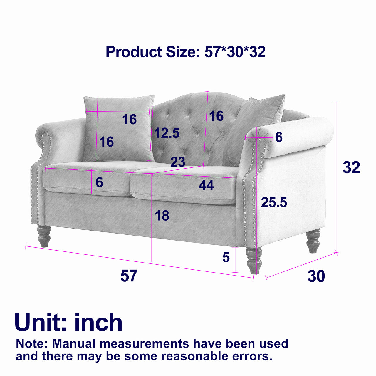 SYLVIE 57" Chesterfield Loveseat