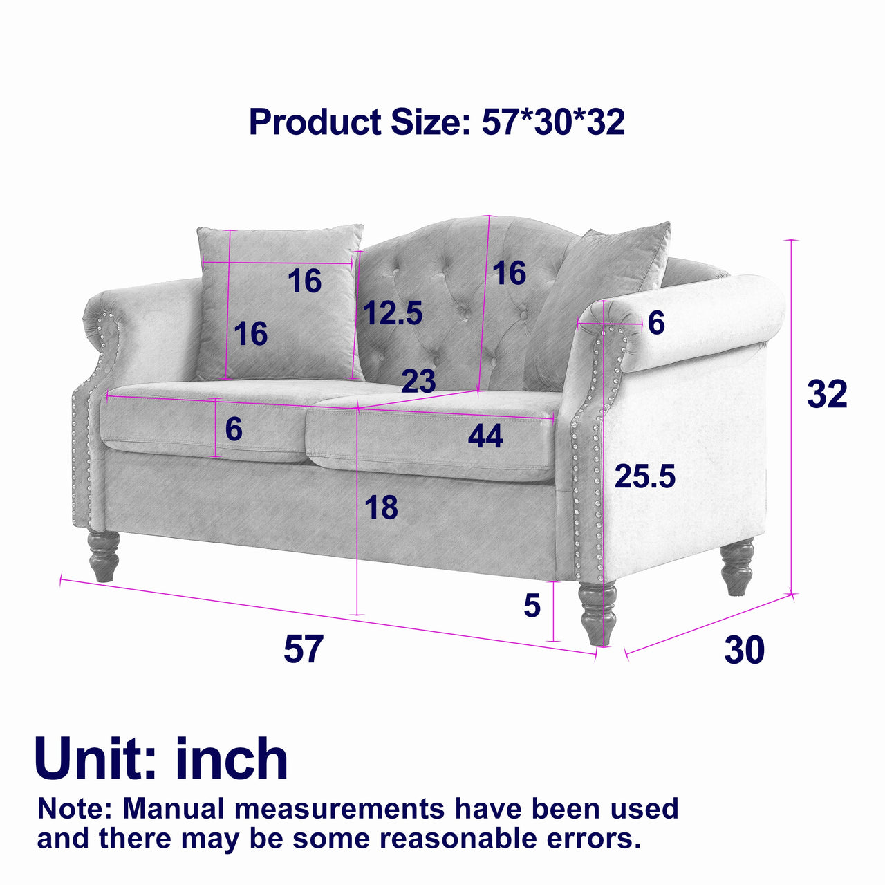 SYLVIE 57" Chesterfield Loveseat