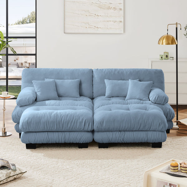 Cozy Loveseat with Ottomans
