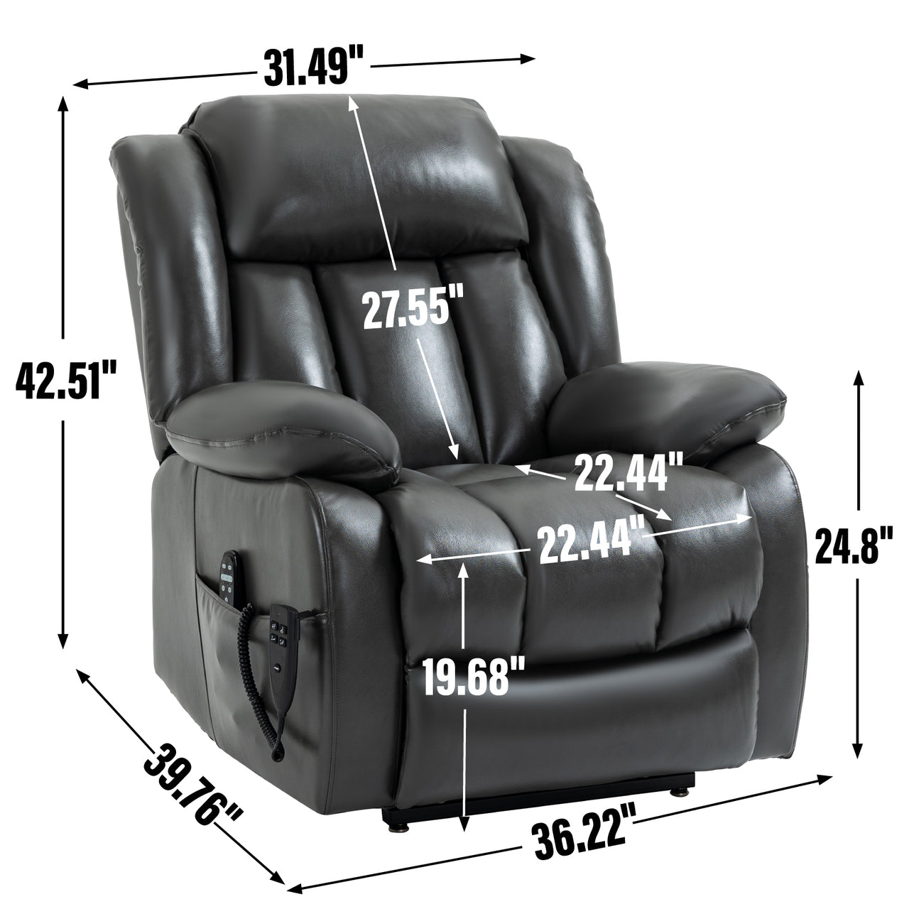 COZYLift 36" Recliner with Heat Massage - 5516