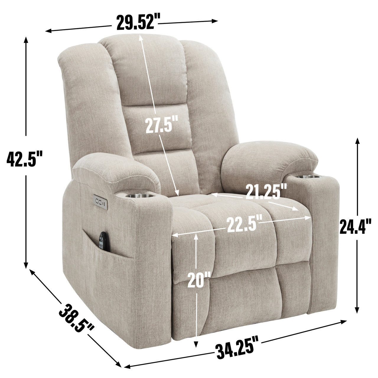 COZYLift 34" Recliner with Heat Massage - 1971