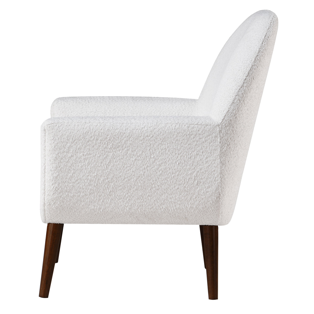 Prince Mid-Century Boucle Arm Chair - Boucle White