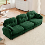 Nuvia Sofa Ama Three-Seate Modular Sectional Couch,Soft Chenille Fabric High-Density Foam ,Tufted Cushion Backrest Design Ergonomic Design,Elegant Armrests,High Quality Wooden Base,Fits Bedrooms Living Rooms,Green