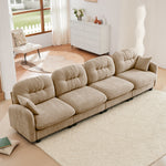 Nuvia Sofa Ama Four-Seater Modular Sectional Couch,Premium Chenille Fabric,With 2 Throw Pillows,Tufted Cushion Backrest Design,High-Density Foam Easy Install,Fits Bedrooms,Living Rooms, Reading Nooks,Camel