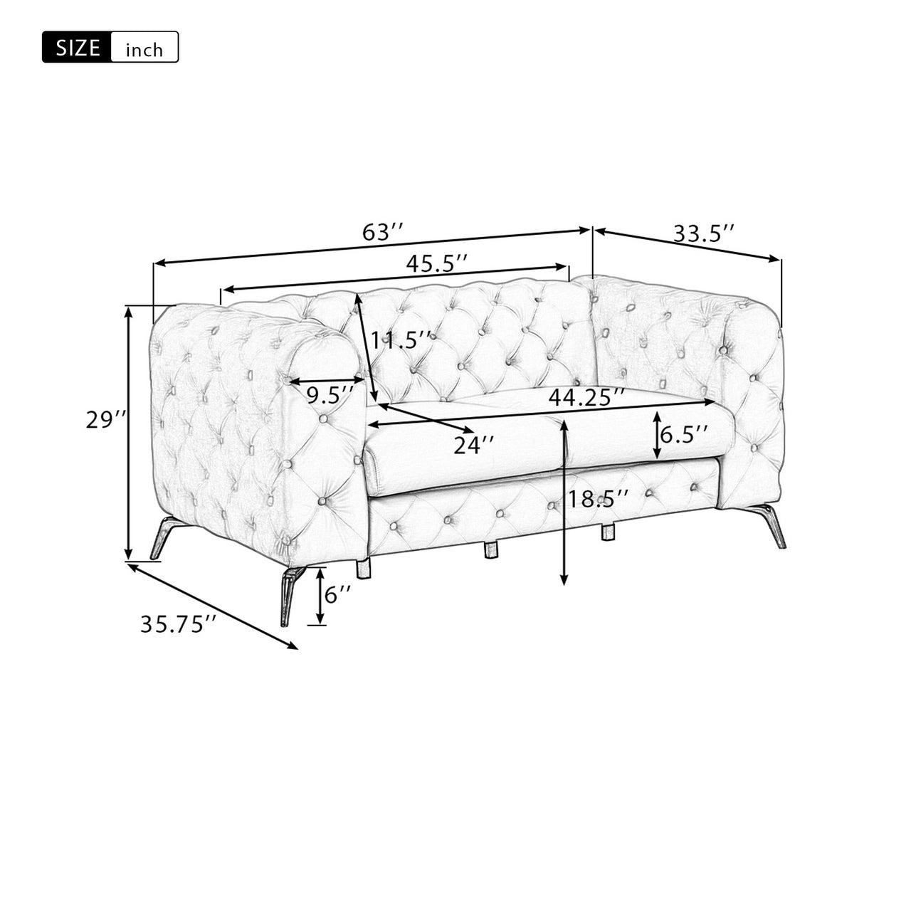 QUORA 63" Loveseat