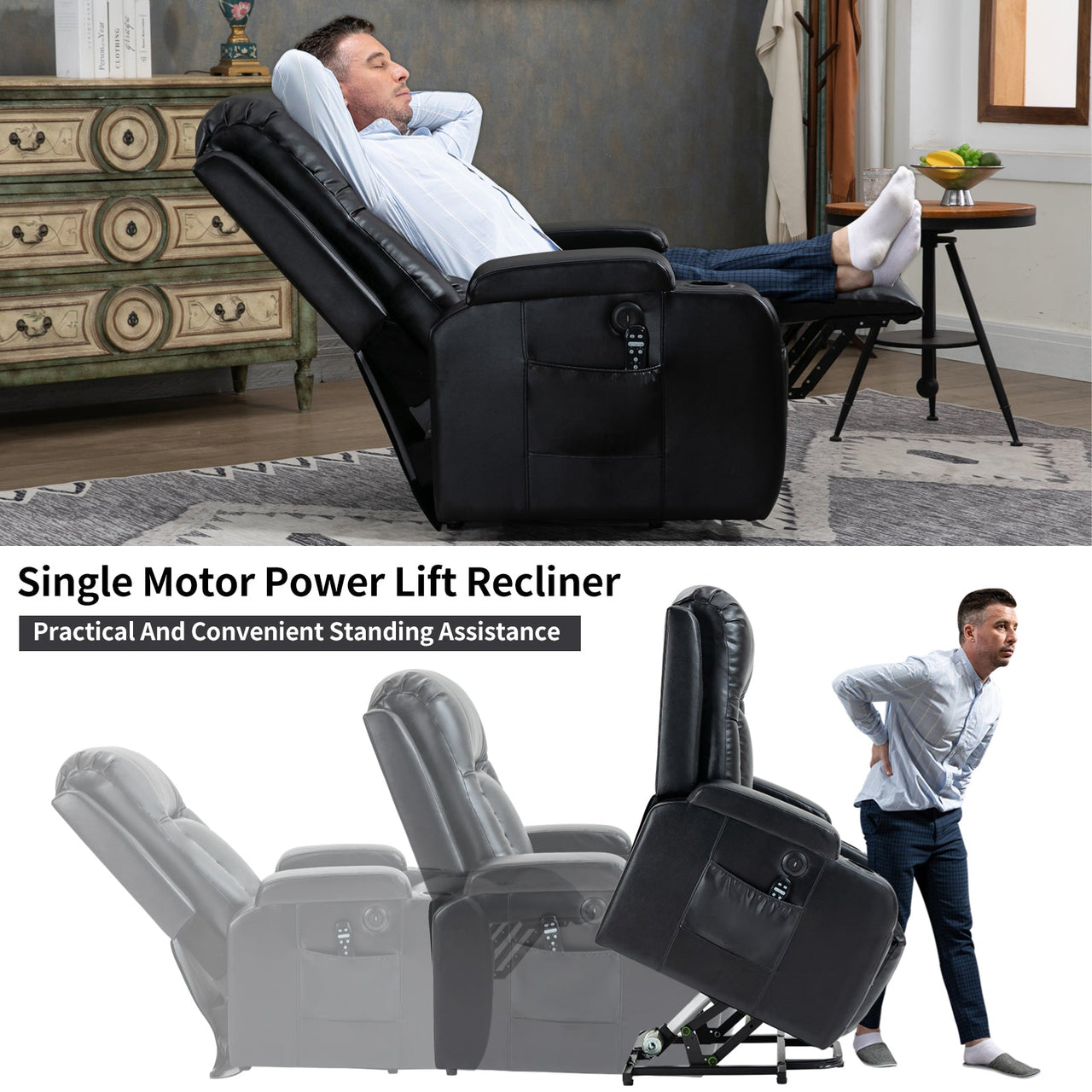 COZYLift 40" Recliner with Heat Massage - 0988