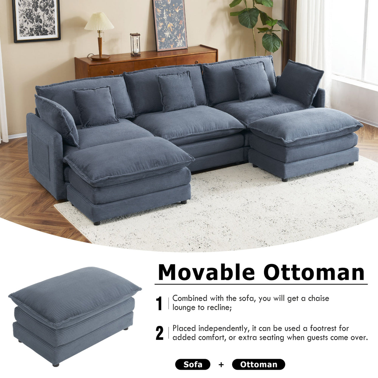 ZENVORIS 113" Sectional Sofa