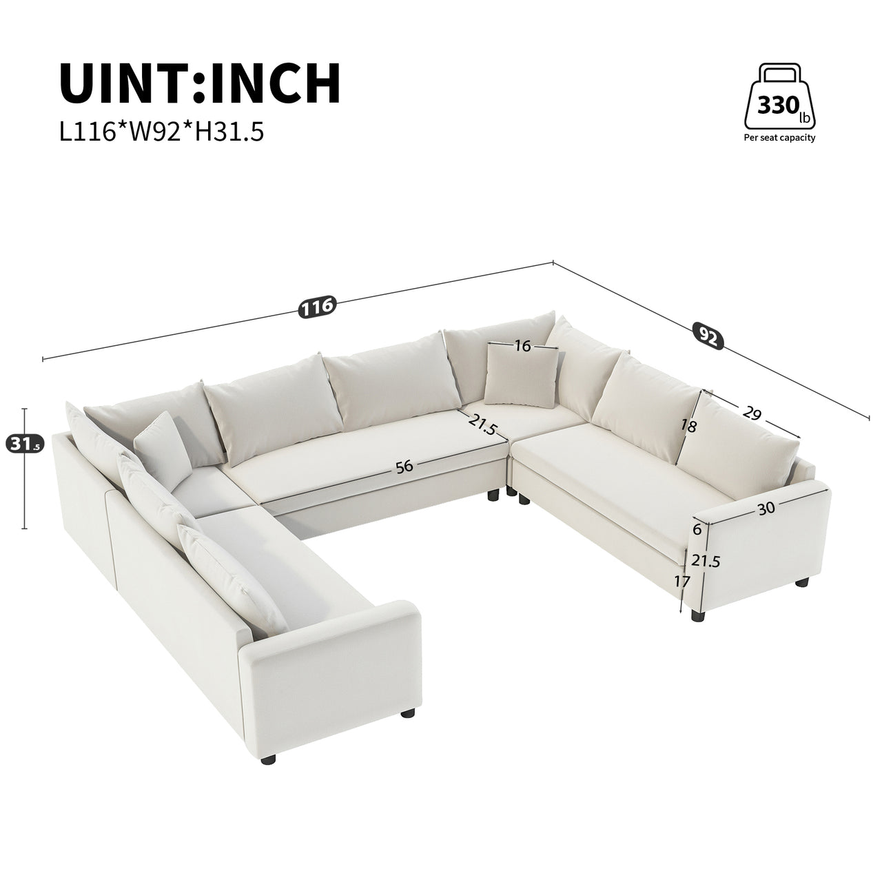 TRYNOVA 116" Sectional Sofa