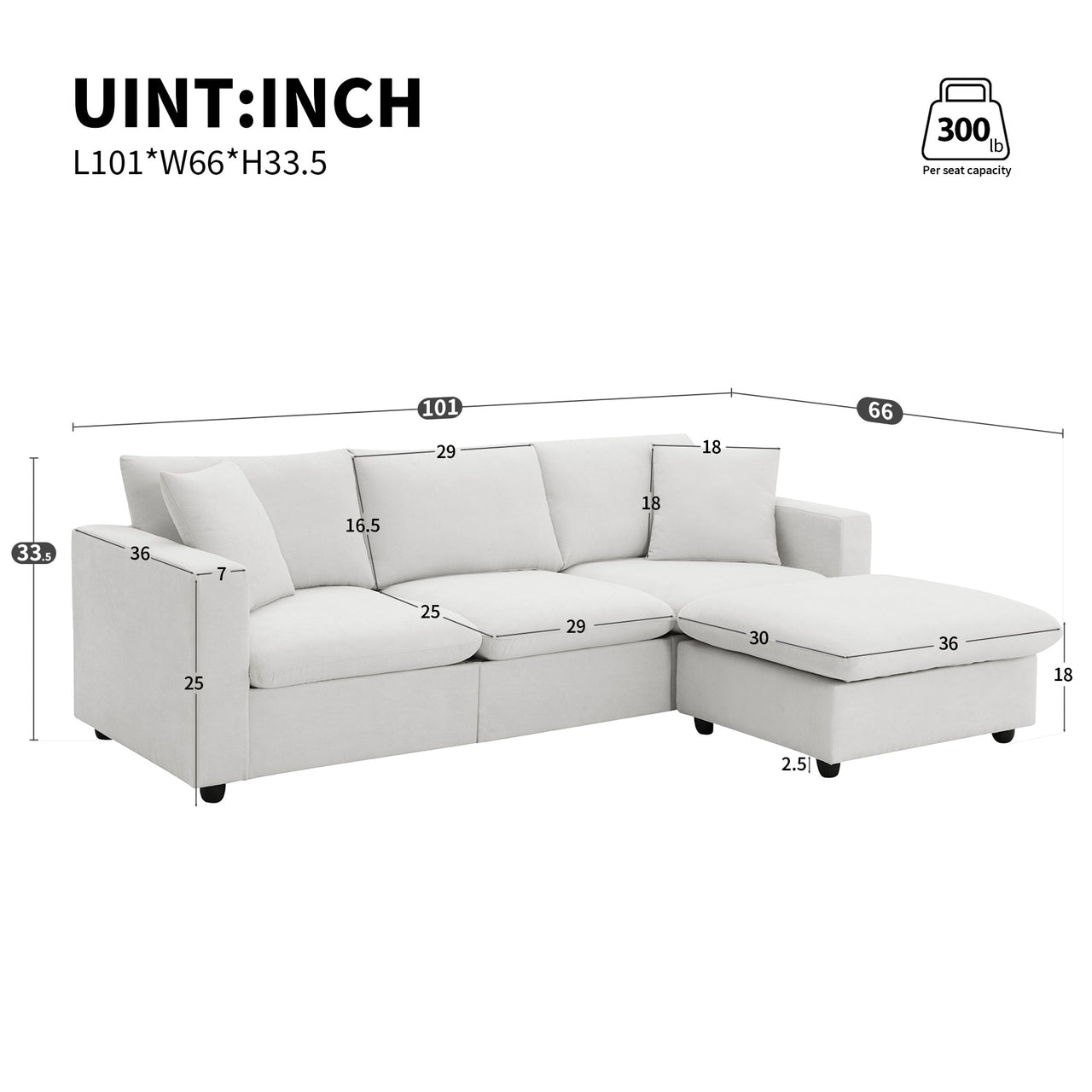 QUARIX 100" Sectional Sofa