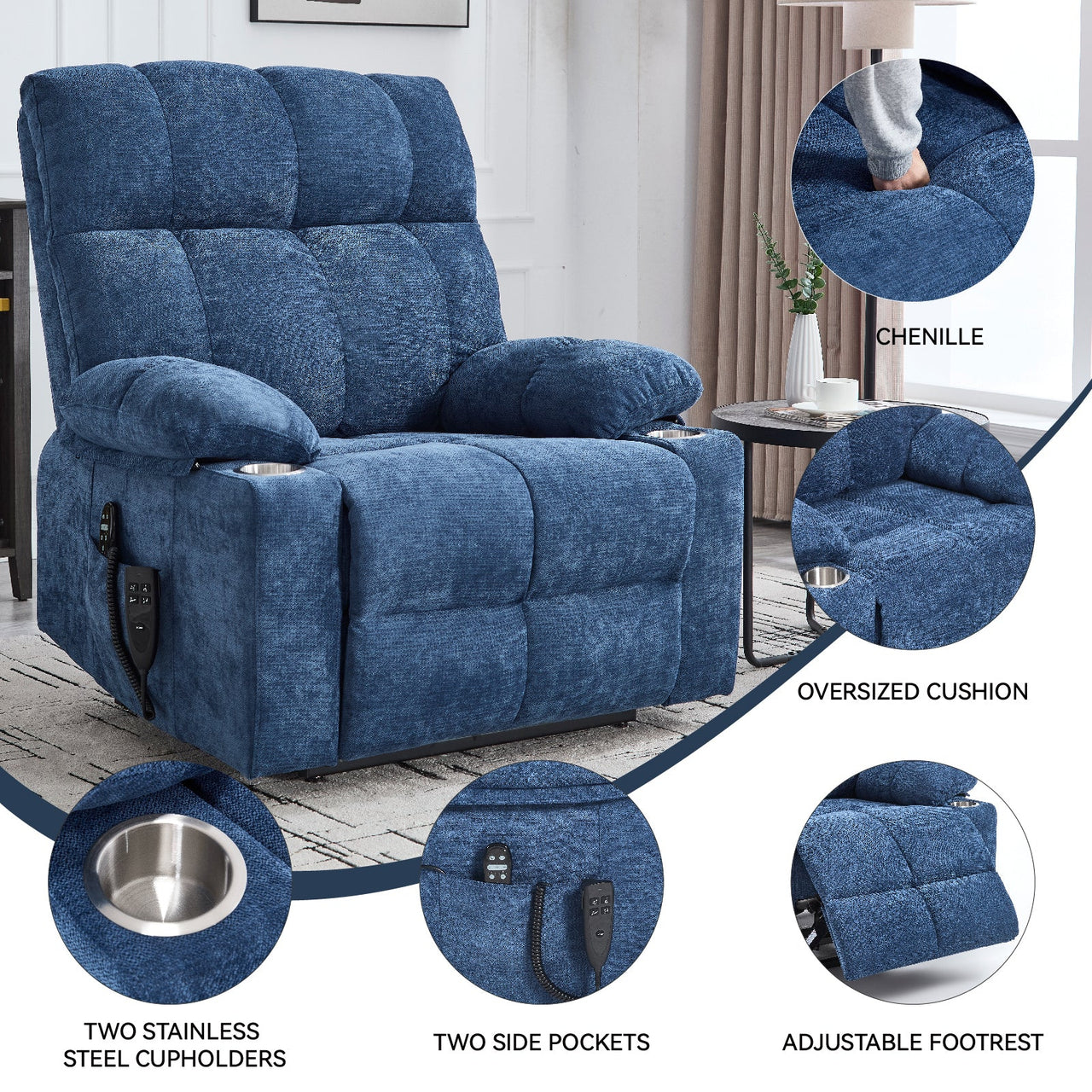 COZYLift 40" Recliner with Heat Massage - 8006