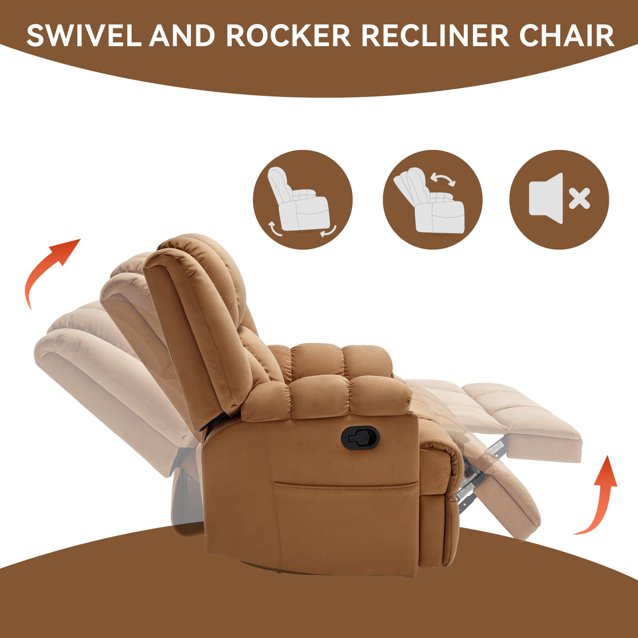 ZENQUORA 38" Swivel Rocking Recliner Chair