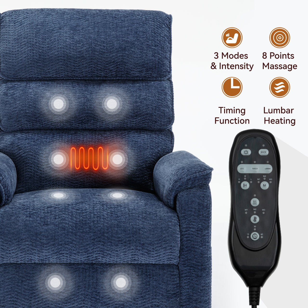 COZYLift 35" Recliner with Heat Massage - 7880