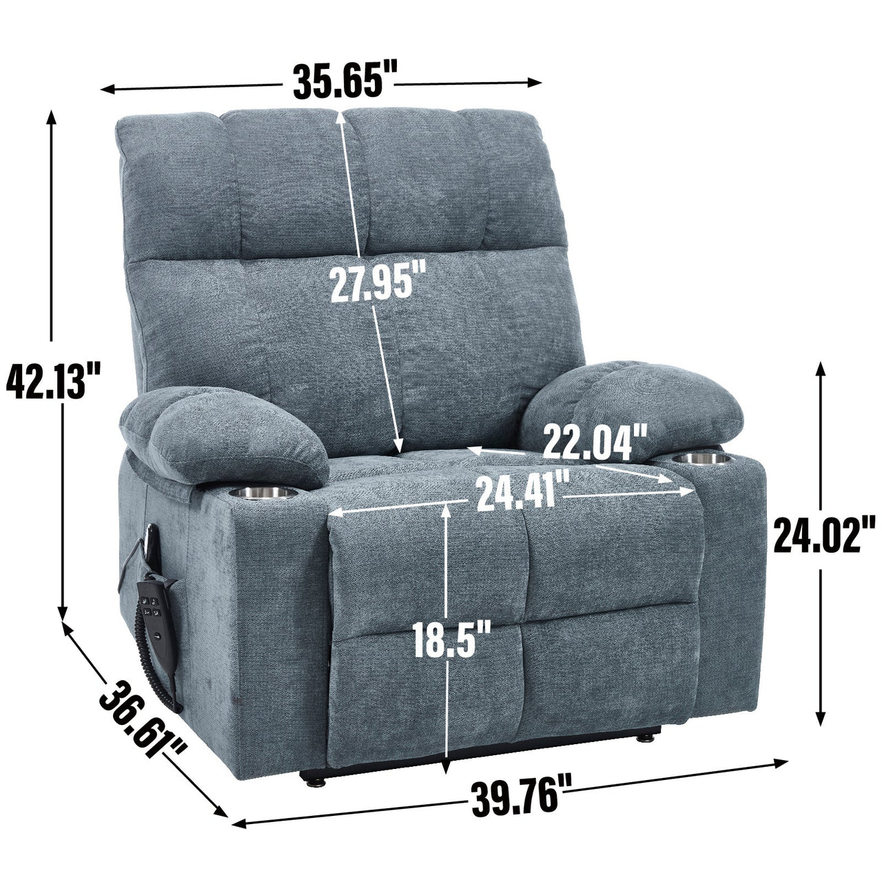 COZYLift 40" Recliner with Heat Massage - 8006