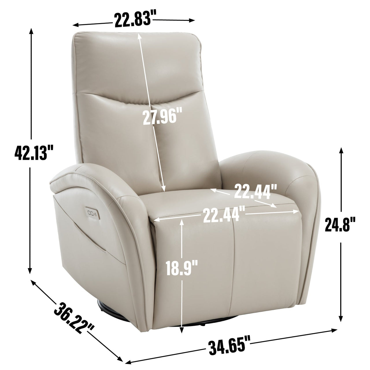 JORVEXIS 37" Swivel Rocking Recliner Chair