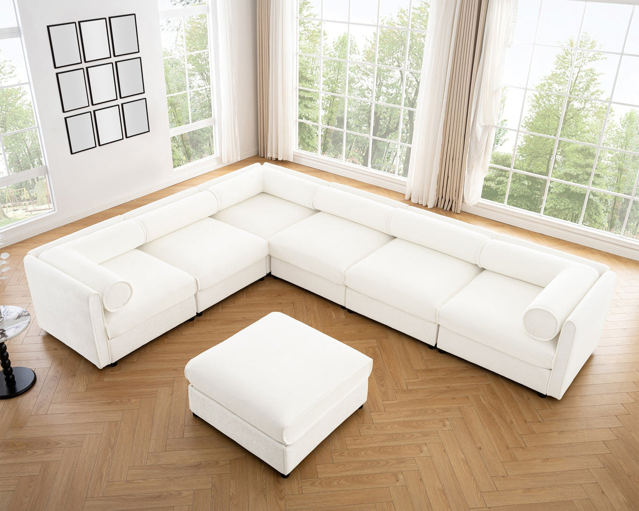 LAUREL 143" 6 Seater Sofa With 1 Ottoman